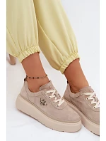 Kožené semišové dámské polobotky Vinceza 41523 béžové