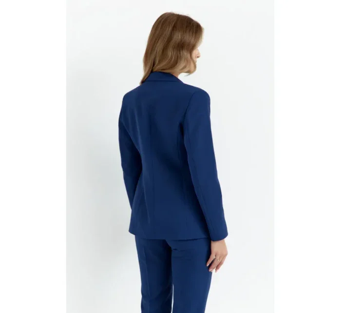 K141 Sako s dvojitým vreckom a klopou - tmavomodré