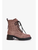 Zdobené členkové topánky Workery Dámske zateplené topánky D&A Taupe Zdobené členkové topánky Workery Dámske zateplené topánky D&A Taupe
