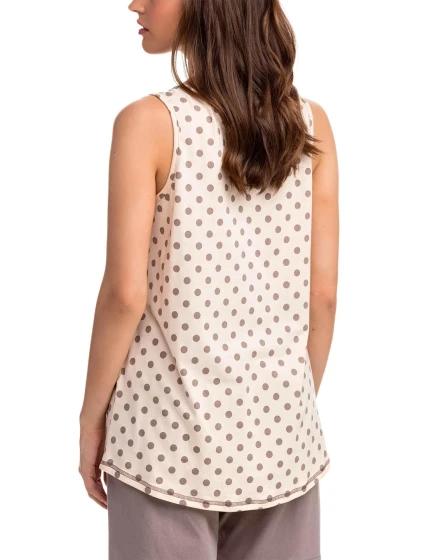 Pohodlné dvojdielne dámske pyžamo 14301 - Vanilka / bodkami