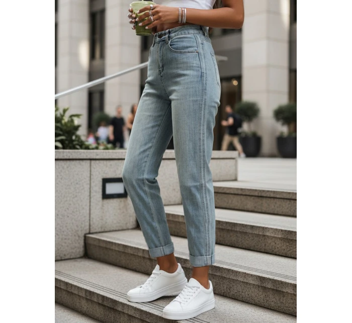 Dámske džínsy s vysokým pásom mom fit svetlomodré FashionStreet UY2909