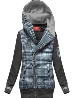 Tmavomodro-grafitová mikina z rôznych lepených materiálov (AMG-611A) Tmavomodro-grafitová mikina z rôznych lepených materiálov (AMG-611A)