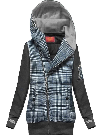 Tmavomodro-grafitová mikina z rôznych lepených materiálov (AMG-611A) Tmavomodro-grafitová mikina z rôznych lepených materiálov (AMG-611A)