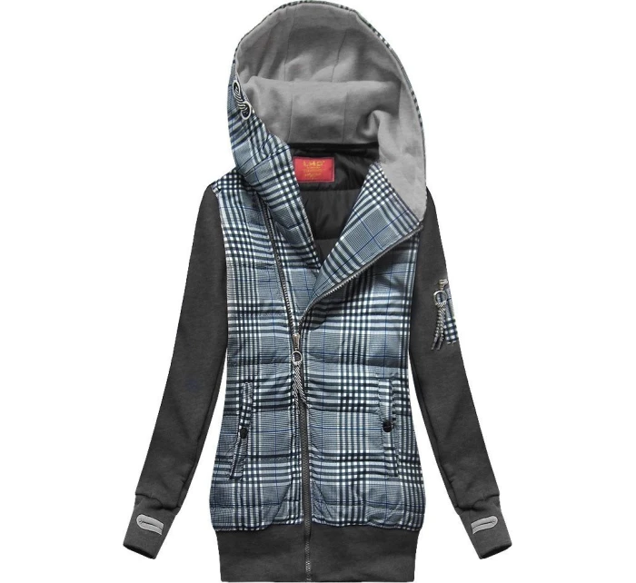 Tmavomodro-grafitová mikina z rôznych lepených materiálov (AMG-611A) Tmavomodro-grafitová mikina z rôznych lepených materiálov (AMG-611A)