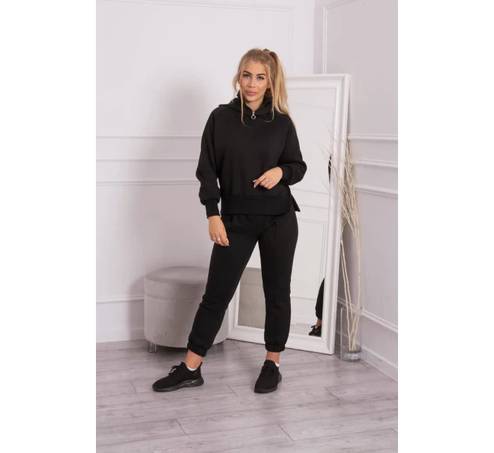 Zateplený rolák s kapucňou čierny