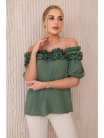 Španielska blúzka s malým volánom khaki Španielska blúzka s malým volánom khaki