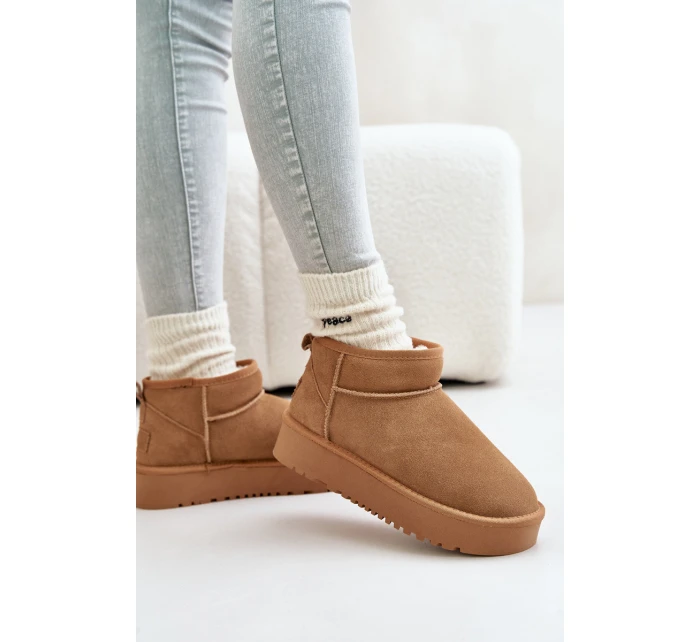 Skórzane Zamszowe Śniegowce Na Platformie Camel Nereviana Skórzane Zamszowe Śniegowce Na Platformie Camel Nereviana