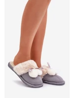 Dámské Pantofle S Kožíškem Šedé model 21681818 - Boto Dámské Pantofle S Kožíškem Šedé model 21681818 - Boto