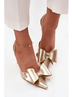 Lodičky s  a mašlí zlaté model 21715231 - Boto