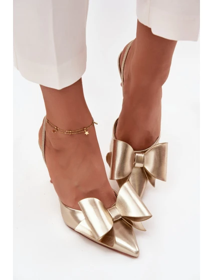 Lodičky s  a mašlí zlaté model 21715231 - Boto