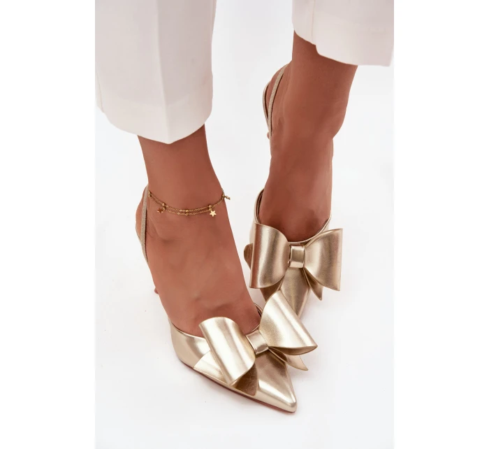 Lodičky s  a mašlí zlaté model 21715231 - Boto