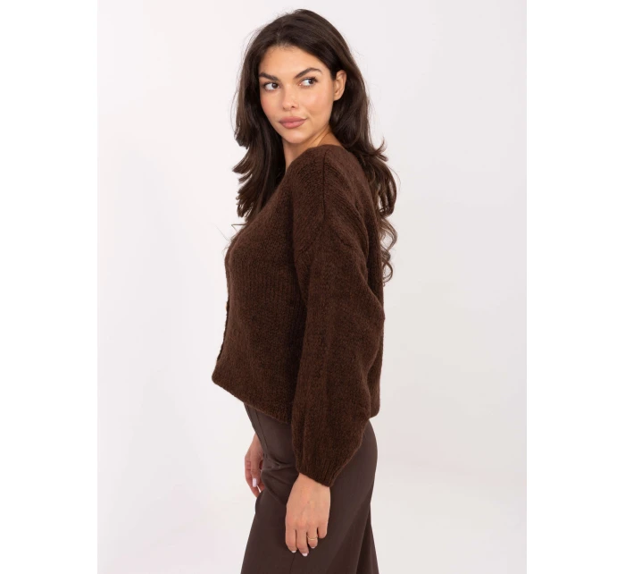 Sweter MI SW model 21370642 ciemny brązowy - FPrice Sweter MI SW model 21370642 ciemny brązowy - FPrice