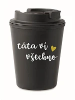 DAD KNOWS EVERYTHING - čierny termohrnček 300 ml