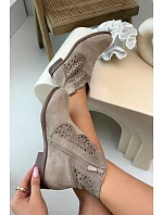 Dámské perforované kotníkové boty model 22102058 Béžové - S.Barski