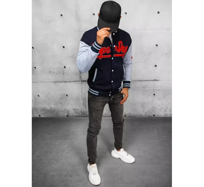 Pánska mikina na zips s kapucňou tmavomodrá FashionStreet BX5443 Pánska mikina na zips s kapucňou tmavomodrá FashionStreet BX5443