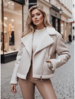 Dámská semišová bunda s ovčí kůží bílá Dstreet model 21995420 - FashionStreet