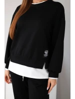 Dámský komplet s volnou mikinou a tepláky černý model 21808615 - K-Fashion Dámský komplet s volnou mikinou a tepláky černý model 21808615 - K-Fashion