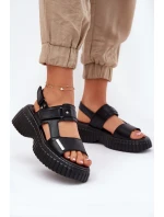 Kožené Dámské Sandály Na Platformě Černé model 21696926 - EVENTO