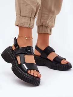 Kožené Dámské Sandály Na Platformě Černé model 21696926 - EVENTO