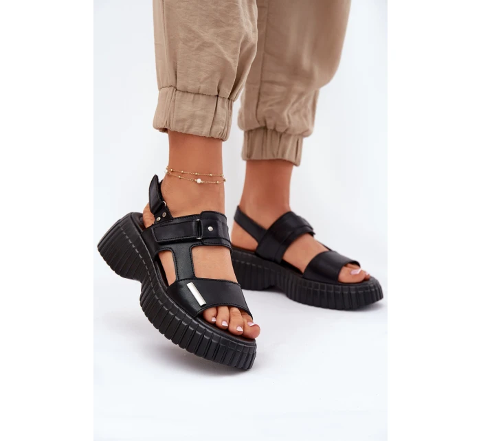Kožené Dámské Sandály Na Platformě Černé model 21696926 - EVENTO