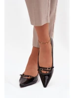 Lakované baleríny s proužky Černé Zarelia