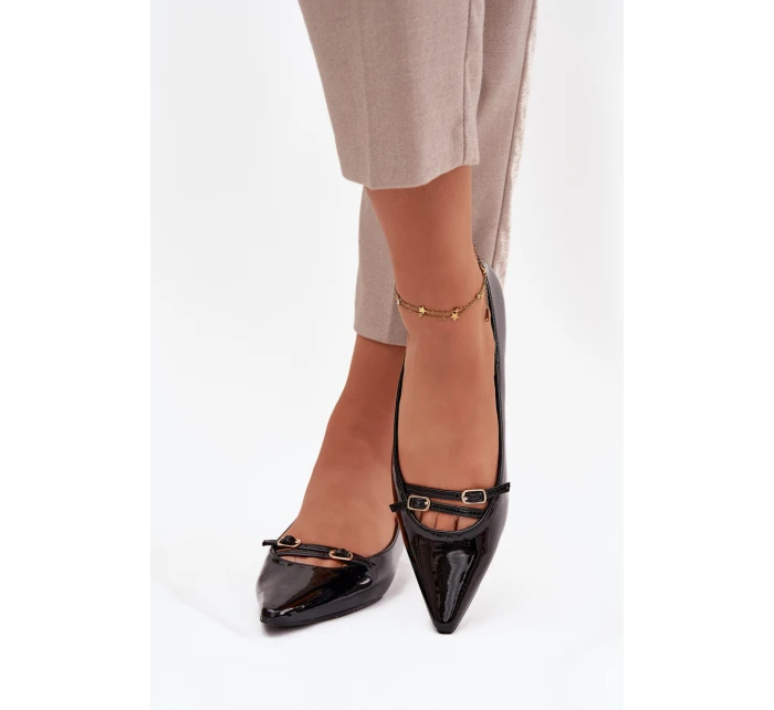 Lakované baleríny s proužky Černé Zarelia