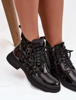 Lakované dámske topánky D&A - čierne, zateplené