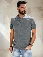 Pánske tmavosivé bavlnené polo tričko FashionStreet PX0509
