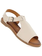 Dámske béžové kožené sandále Cambell 19391