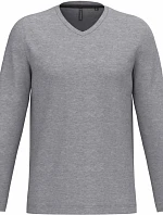 Kariban K 358 Pánske tričko s výstrihom do V a dlhými rukávmi 20.K358 oxford grey