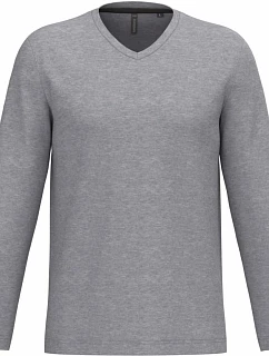 Kariban K 358 Pánske tričko s výstrihom do V a dlhými rukávmi 20.K358 oxford grey