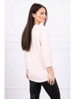 Halenka s potiskem model 18744194 pudrově růžová - K-Fashion Halenka s potiskem model 18744194 pudrově růžová - K-Fashion