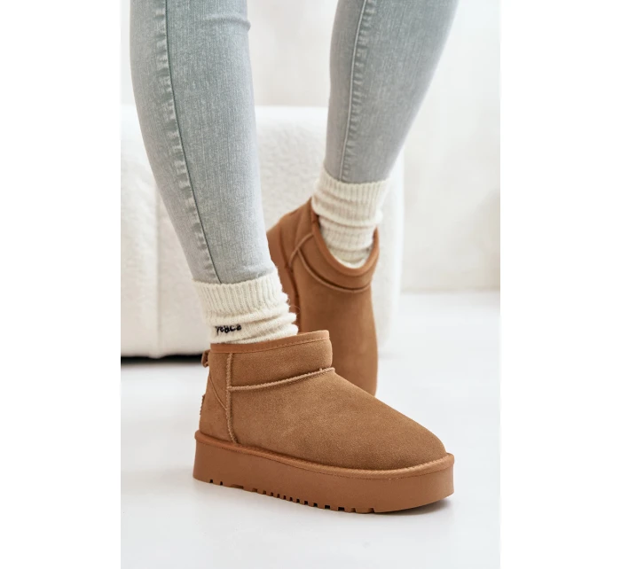 Skórzane Zamszowe Śniegowce Na Platformie Camel Nereviana Skórzane Zamszowe Śniegowce Na Platformie Camel Nereviana