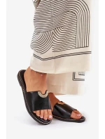 Klapki Damskie Eko Skórzane Z Ozdobnymi Detalami Czarne Mevith Klapki Damskie Eko Skórzane Z Ozdobnymi Detalami Czarne Mevith