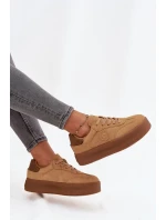 Sneakersy Damskie Na Platformie Big Star SS274762 Camel