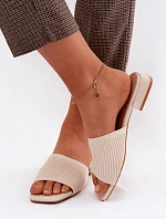 Dámske papuče z materiálu s nízkym podpätkom Light beige Belissea