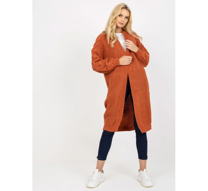 Dámsky sveter LO SW LK 3001 kardigan.82P tmavo oranžový