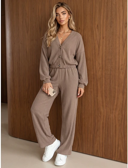 Dámská souprava z kordového úpletu – kardigan a kalhoty Fango FashionStreet AY1242 Dámská souprava z kordového úpletu – kardigan a kalhoty Fango FashionStreet AY1242