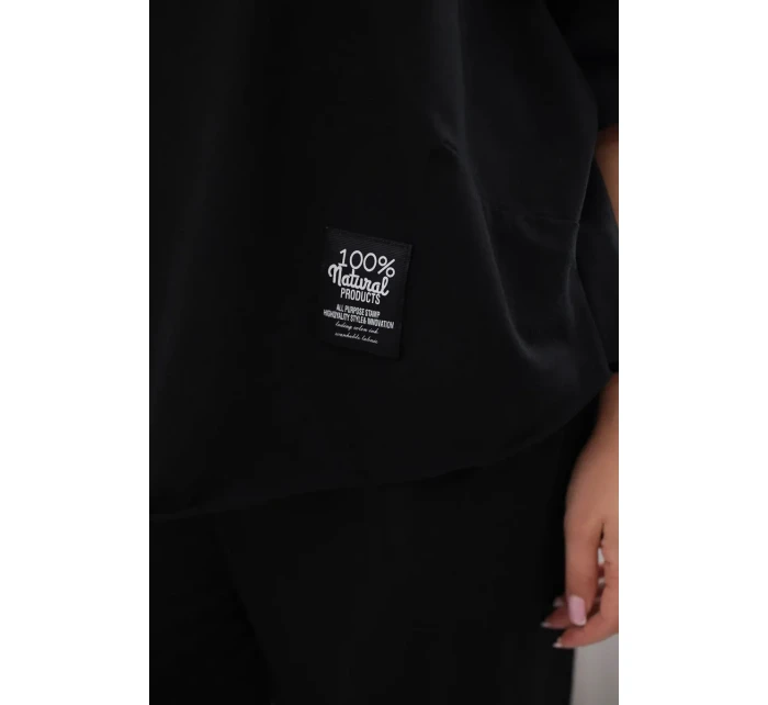 Bavlněný komplet halenka + kalhoty černý