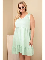 Dámske šaty v nadmernej veľkosti z viskózy s čipkou bez rukávov Dark Mint