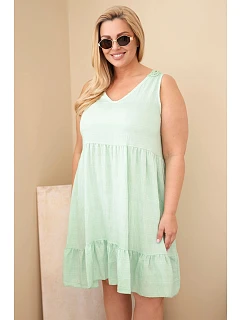 Dámske šaty v nadmernej veľkosti z viskózy s čipkou bez rukávov Dark Mint