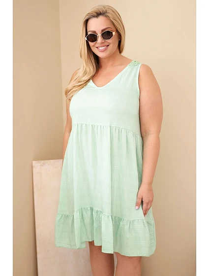 Dámske šaty v nadmernej veľkosti z viskózy s čipkou bez rukávov Dark Mint