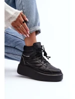 Zazoo 3392/X Damskie Skórzane Buty Sportowe Na Platformie Czarne