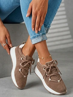 Dámské kožené semišové tenisky Hnědé Bemela