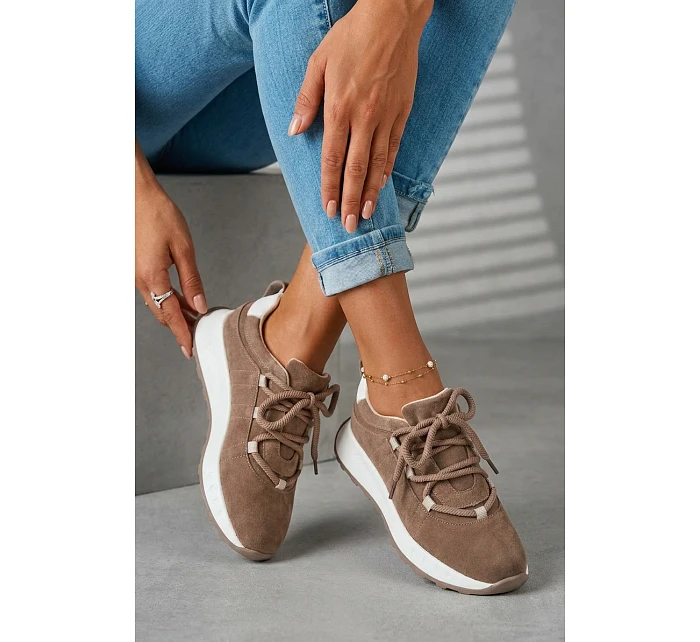 Dámské kožené semišové tenisky Hnědé Bemela