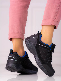 Moderné čierne dámske trekingové topánky bez podpätku