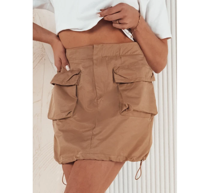 Dámska mini sukňa QUILLA camel FashionStreet CY0440 Dámska mini sukňa QUILLA camel FashionStreet CY0440