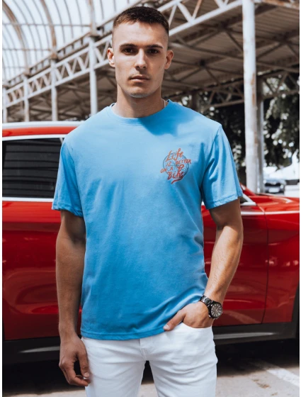 Pánské světle modré tričko s potiskem Dstreet model 21975066 - FashionStreet
