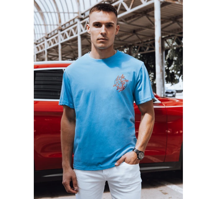 Pánské světle modré tričko s potiskem Dstreet model 21975066 - FashionStreet