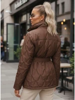 Kurtka damska przejściowa z paskiem brązowa model 22011505 - FashionStreet